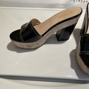 Women’s black Prada cork, heel shoes. Size 39. 9 us